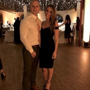 LULUs. Off the shoulder tight black dress. MIDI length. Only worn once!